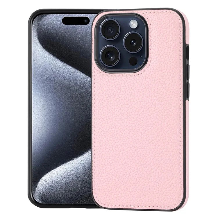 For iPhone 15 Pro Case Shockproof PU Leather Coated TPU Phone Guard Cover