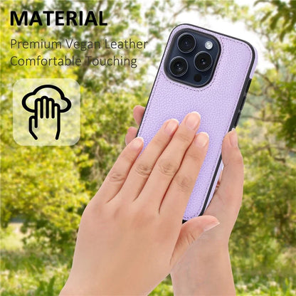 For iPhone 15 Pro Case Shockproof PU Leather Coated TPU Phone Guard Cover