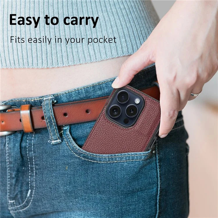 For iPhone 15 Pro Case Shockproof PU Leather Coated TPU Phone Guard Cover
