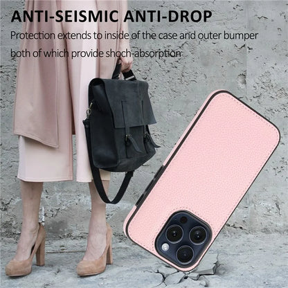 For iPhone 15 Pro Max Case PU Leather Coated TPU Scratch-resistant Mobile Phone Cover
