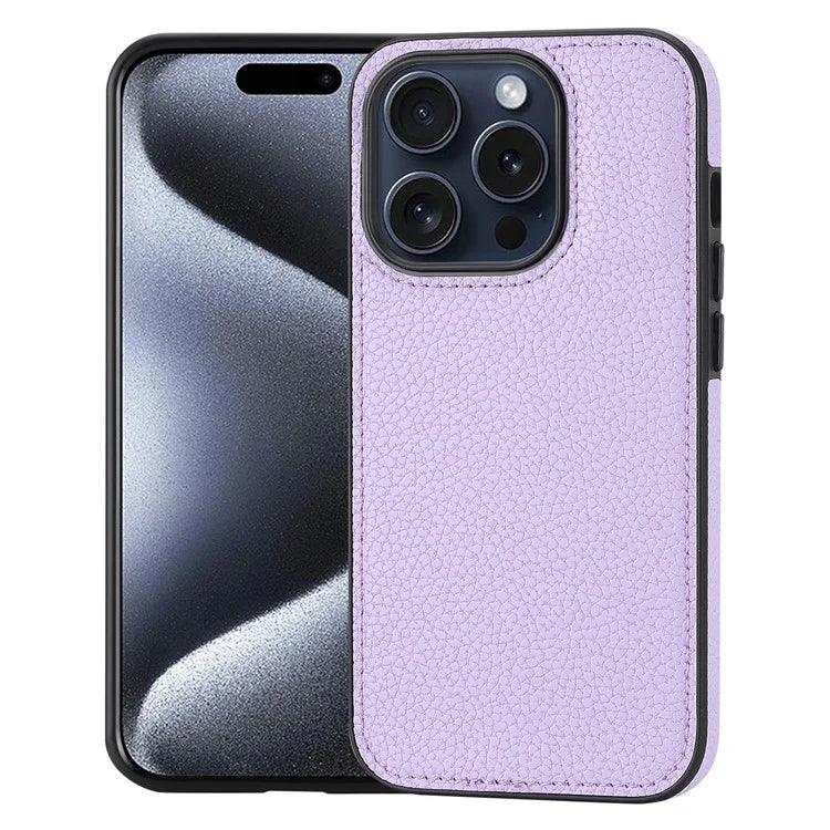 For iPhone 15 Pro Max Case PU Leather Coated TPU Scratch-resistant Mobile Phone Cover