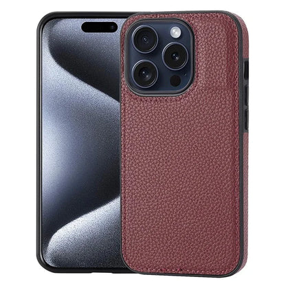 For iPhone 15 Pro Max Case PU Leather Coated TPU Scratch-resistant Mobile Phone Cover