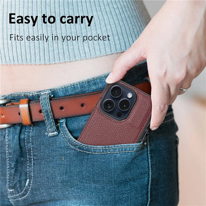 For iPhone 15 Pro Max Case PU Leather Coated TPU Scratch-resistant Mobile Phone Cover