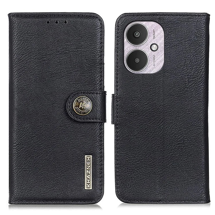 KHAZNEH For Xiaomi Redmi 13C 4G / Poco C65 4G Case Cowhide Texture Stand Wallet Smartphone Cover