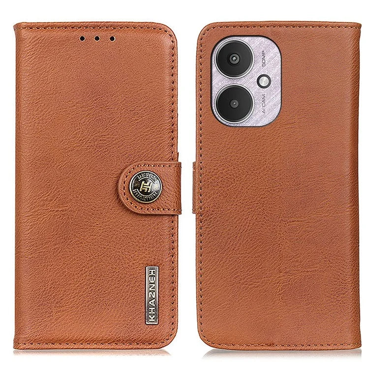 KHAZNEH For Xiaomi Redmi 13C 4G / Poco C65 4G Case Cowhide Texture Stand Wallet Smartphone Cover