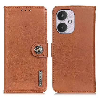 KHAZNEH For Xiaomi Redmi 13C 4G / Poco C65 4G Case Cowhide Texture Stand Wallet Smartphone Cover