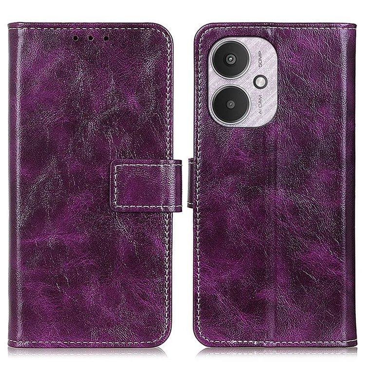 For Xiaomi Redmi 13C 4G / Poco C65 4G Case Slim-Fit Retro Crazy Horse Texture Wallet Leather Phone Cover