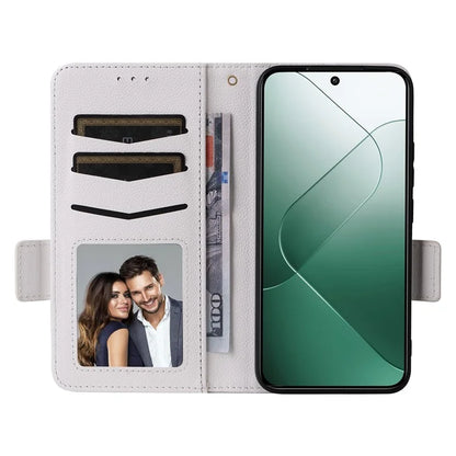 For Xiaomi 14 Case Litchi Texture Anti-Collision PU Leather Smartphone Cover with Strap
