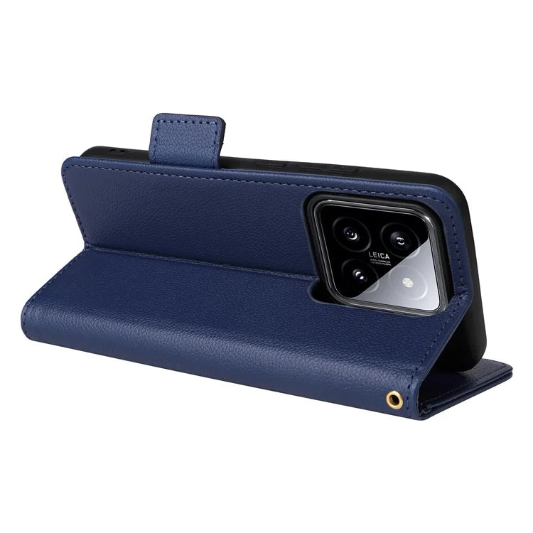 For Xiaomi 14 Case Litchi Texture Anti-Collision PU Leather Smartphone Cover with Strap