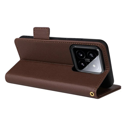 For Xiaomi 14 Case Litchi Texture Anti-Collision PU Leather Smartphone Cover with Strap