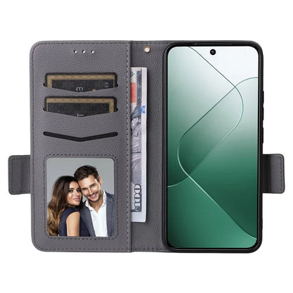 For Xiaomi 14 Case Litchi Texture Anti-Collision PU Leather Smartphone Cover with Strap