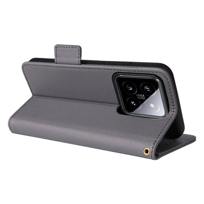For Xiaomi 14 Case Litchi Texture Anti-Collision PU Leather Smartphone Cover with Strap