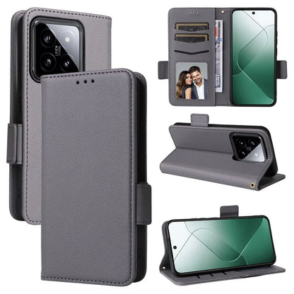 For Xiaomi 14 Case Litchi Texture Anti-Collision PU Leather Smartphone Cover with Strap