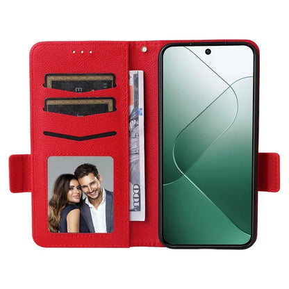 For Xiaomi 14 Case Litchi Texture Anti-Collision PU Leather Smartphone Cover with Strap