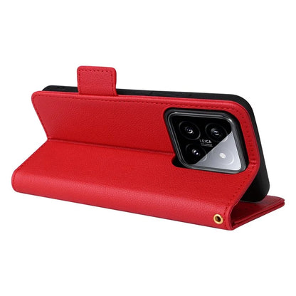 For Xiaomi 14 Case Litchi Texture Anti-Collision PU Leather Smartphone Cover with Strap