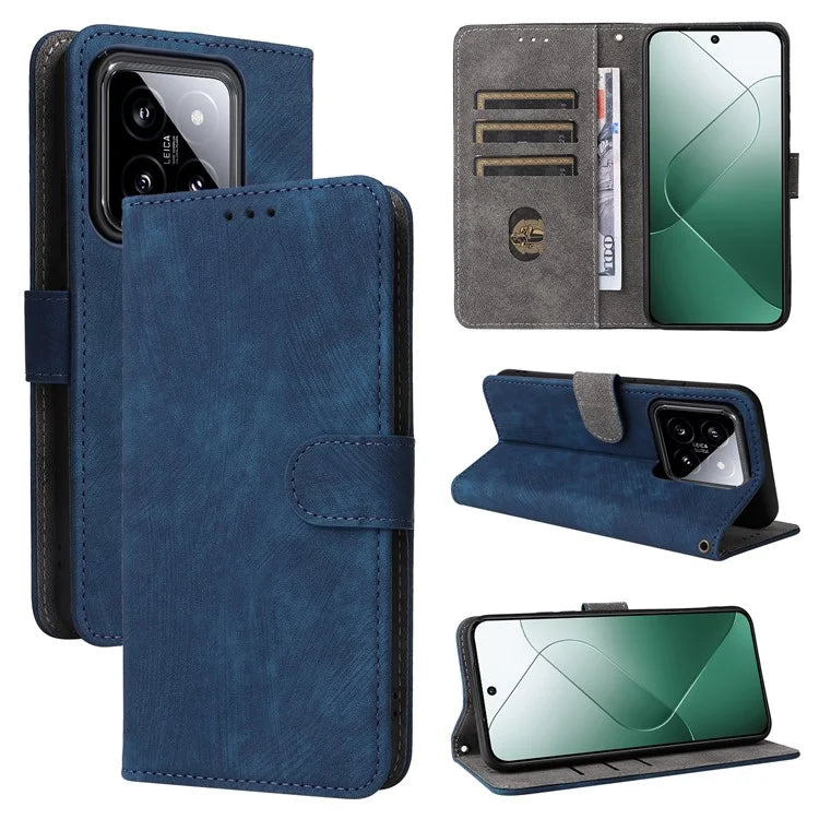 For Xiaomi 14 Leather Case RFID Blocking Wallet Magnetic Phone Cover with Strap