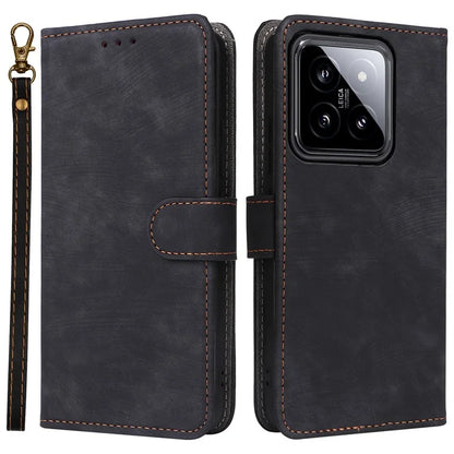 For Xiaomi 14 Leather Case RFID Blocking Wallet Magnetic Phone Cover with Strap
