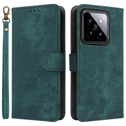 For Xiaomi 14 Leather Case RFID Blocking Wallet Magnetic Phone Cover with Strap