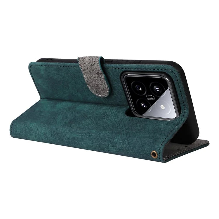 For Xiaomi 14 Leather Case RFID Blocking Wallet Magnetic Phone Cover with Strap
