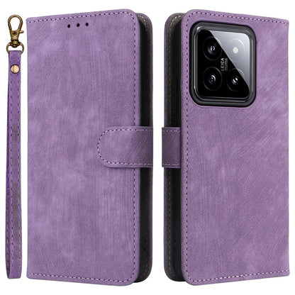 For Xiaomi 14 Leather Case RFID Blocking Wallet Magnetic Phone Cover with Strap