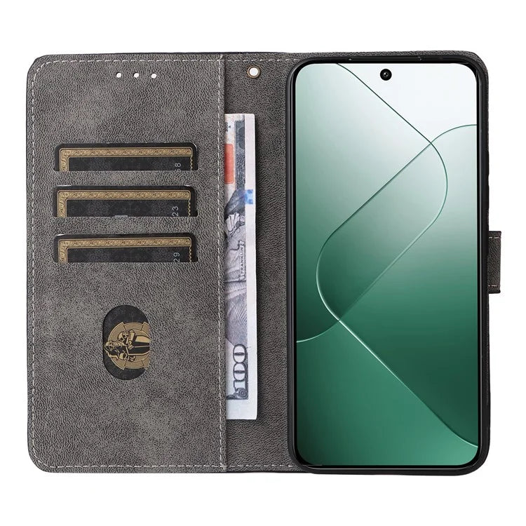 For Xiaomi 14 Leather Case RFID Blocking Wallet Magnetic Phone Cover with Strap