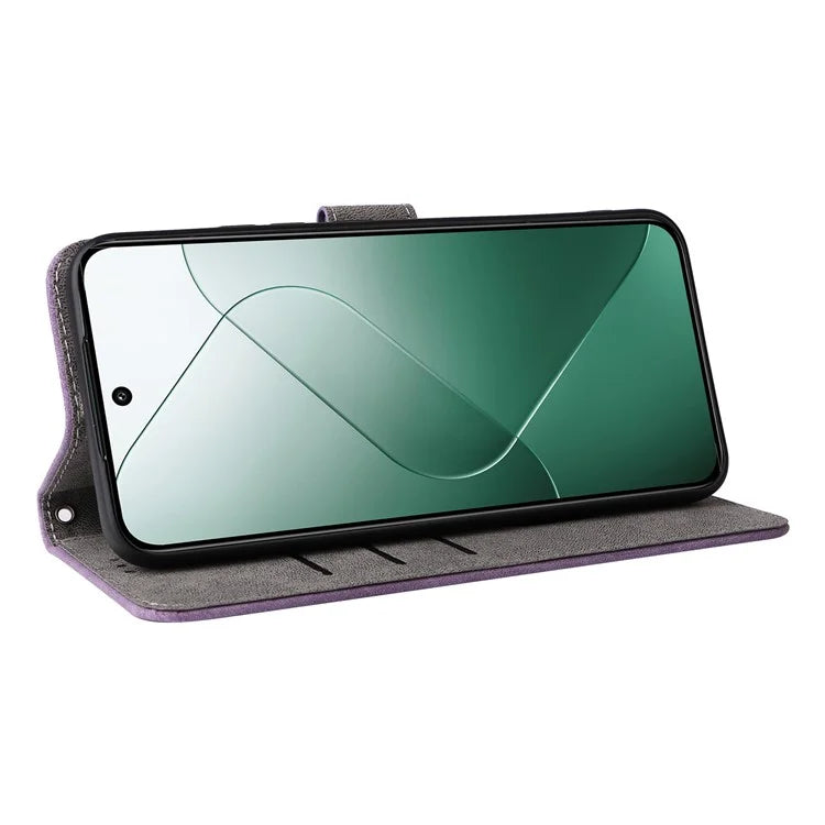 For Xiaomi 14 Leather Case RFID Blocking Wallet Magnetic Phone Cover with Strap