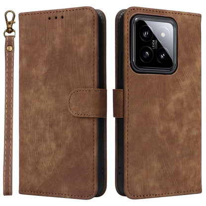 For Xiaomi 14 Leather Case RFID Blocking Wallet Magnetic Phone Cover with Strap