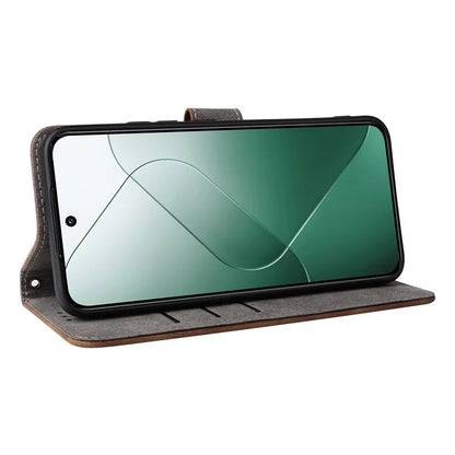 For Xiaomi 14 Leather Case RFID Blocking Wallet Magnetic Phone Cover with Strap