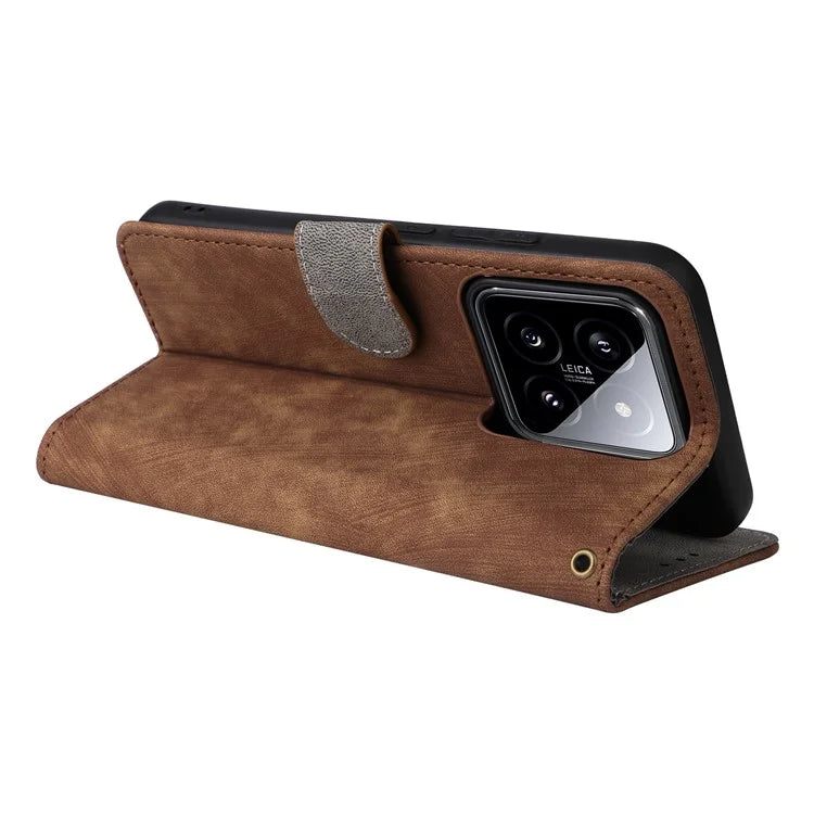 For Xiaomi 14 Leather Case RFID Blocking Wallet Magnetic Phone Cover with Strap