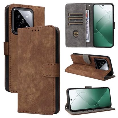 For Xiaomi 14 Leather Case RFID Blocking Wallet Magnetic Phone Cover with Strap