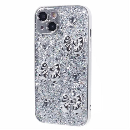 For iPhone 15 Case 3D Epoxy Electroplating Silver TPU Phone Back Cover