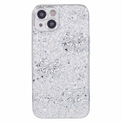 For iPhone 15 Case 3D Epoxy Electroplating Silver TPU Phone Back Cover