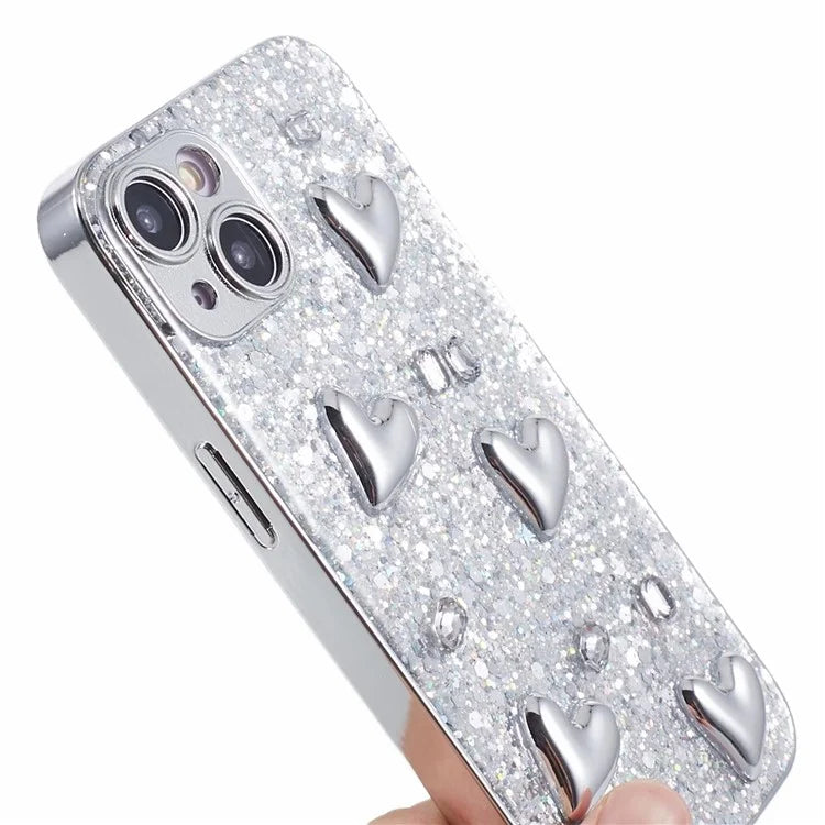 For iPhone 15 Plus Case 3D Epoxy Pattern Electroplating TPU Phone Cover