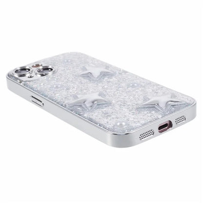 For iPhone 14 Case Stylish Epoxy Pattern Silver Electroplating TPU Phone Cover