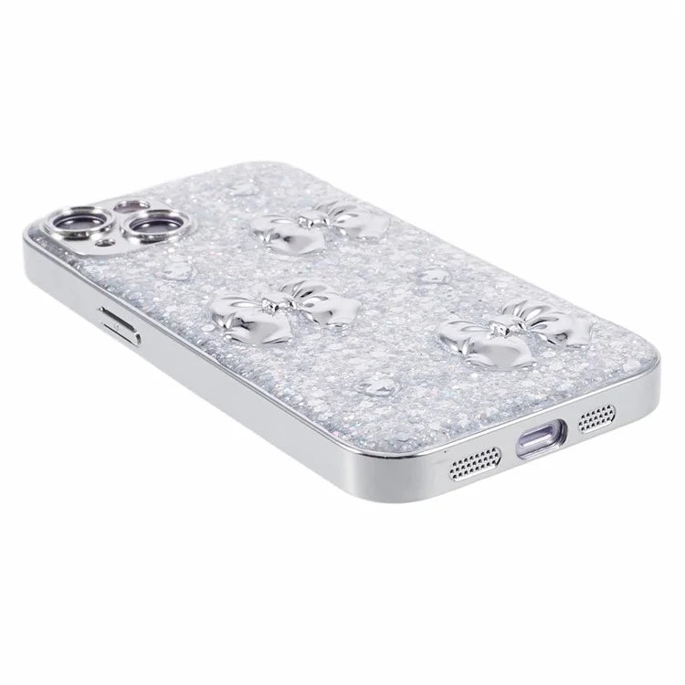 For iPhone 14 Case Stylish Epoxy Pattern Silver Electroplating TPU Phone Cover