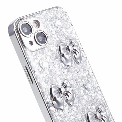 For iPhone 14 Case Stylish Epoxy Pattern Silver Electroplating TPU Phone Cover