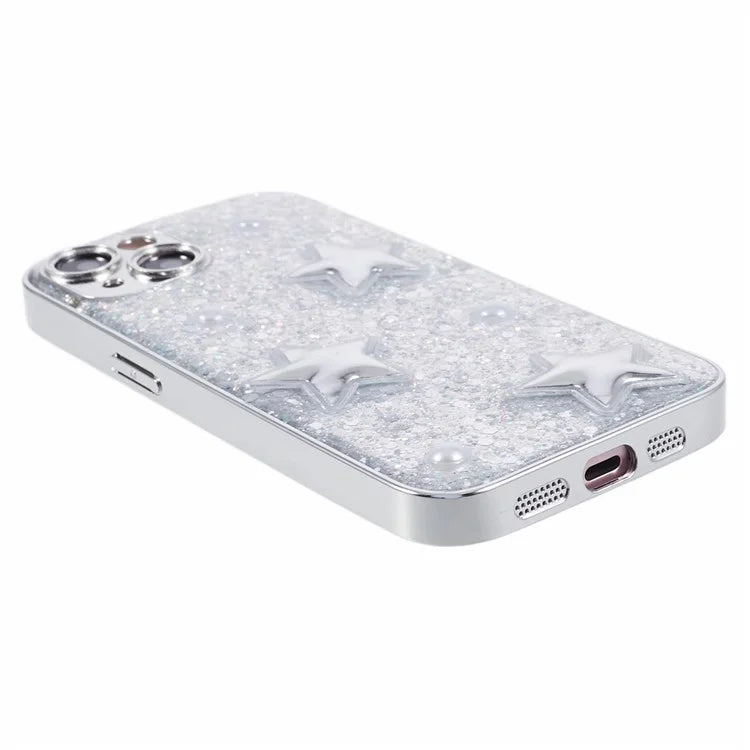 For iPhone 14 Plus Case Lovely Epoxy Pattern Electroplated Precise Cutout TPU Phone Cover