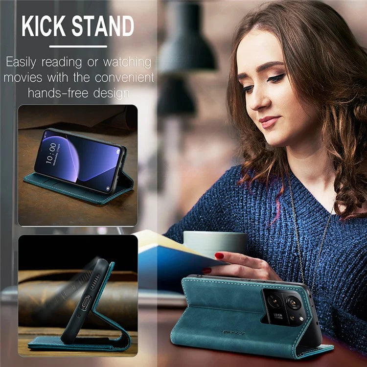 CASEME 013 Series For Xiaomi 13T / 13T Pro / Redmi K60 Ultra Case PU Leather Folio Stand Phone Cover