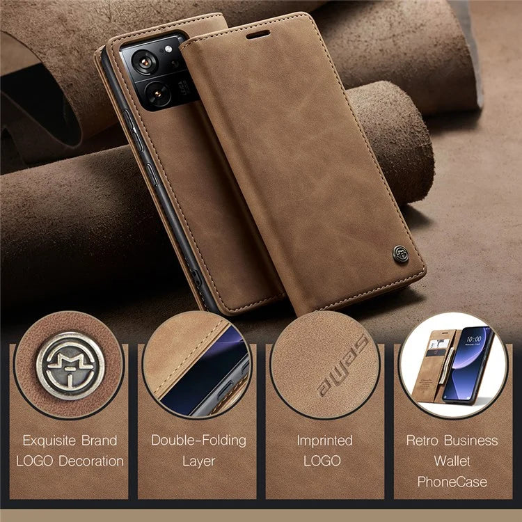 CASEME 013 Series For Xiaomi 13T / 13T Pro / Redmi K60 Ultra Case PU Leather Folio Stand Phone Cover