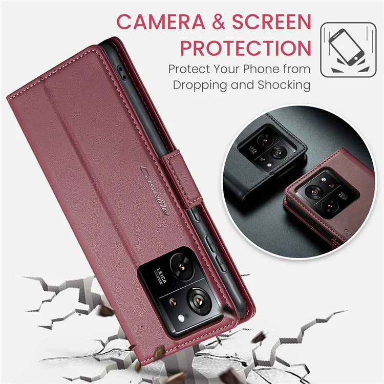 CASEME 023 Series For Xiaomi 13T / 13T Pro / Redmi K60 Ultra Case Leather Litchi Texture Phone Cover with Stand and Wallet