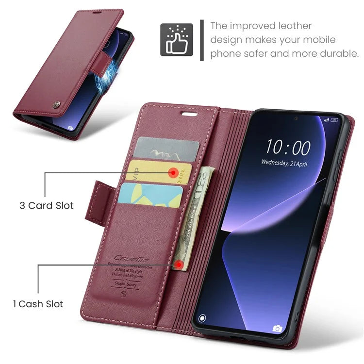 CASEME 023 Series For Xiaomi 13T / 13T Pro / Redmi K60 Ultra Case Leather Litchi Texture Phone Cover with Stand and Wallet