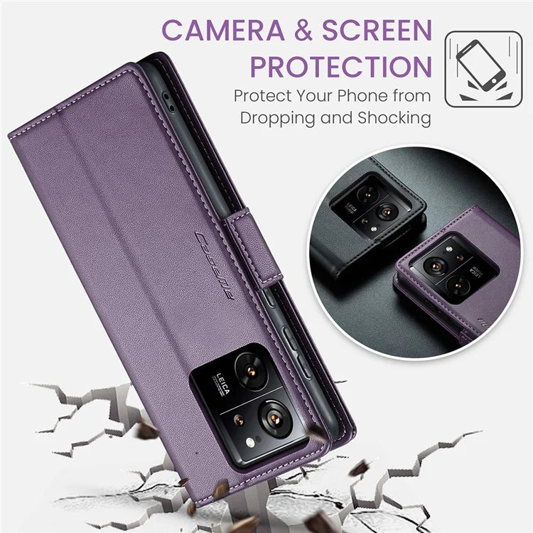 CASEME 023 Series For Xiaomi 13T / 13T Pro / Redmi K60 Ultra Case Leather Litchi Texture Phone Cover with Stand and Wallet