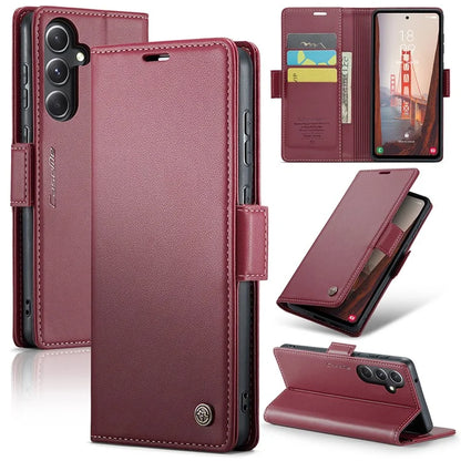 CASEME 023 Series For Samsung Galaxy S23 FE Case PU Leather RFID Blocking Phone Cover