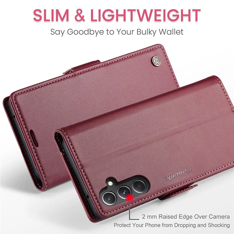 CASEME 023 Series For Samsung Galaxy S23 FE Case PU Leather RFID Blocking Phone Cover
