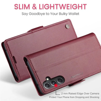 CASEME 023 Series For Samsung Galaxy S23 FE Case PU Leather RFID Blocking Phone Cover