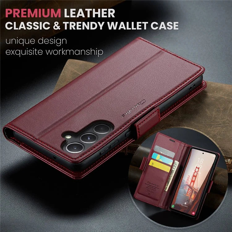 CASEME 023 Series For Samsung Galaxy S23 FE Case PU Leather RFID Blocking Phone Cover