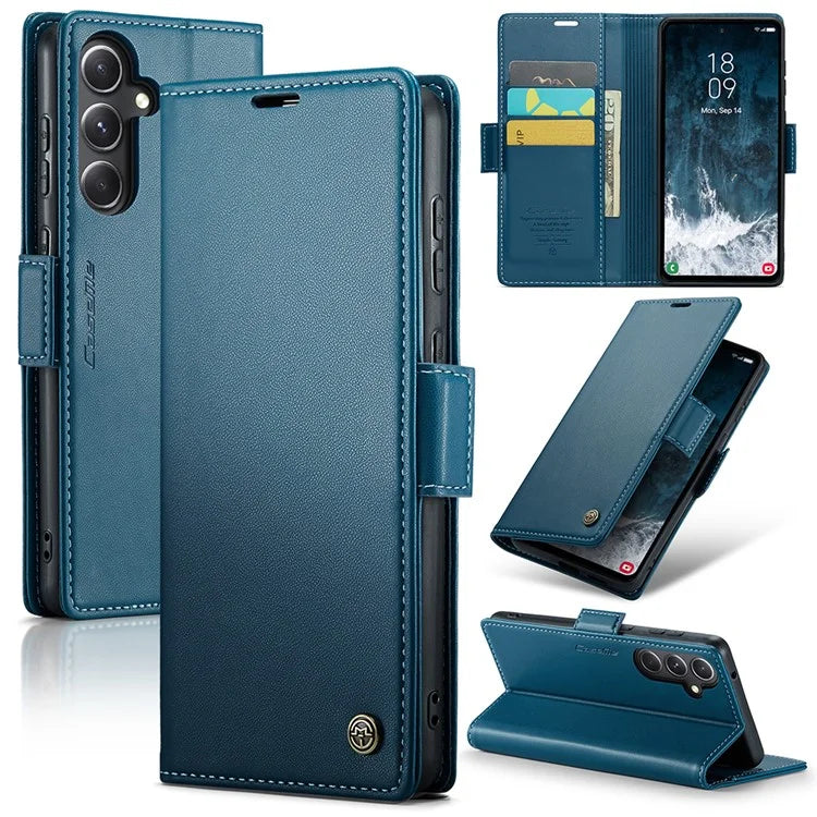 CASEME 023 Series For Samsung Galaxy S23 FE Case PU Leather RFID Blocking Phone Cover