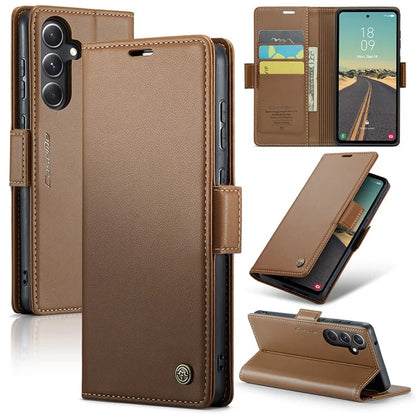CASEME 023 Series For Samsung Galaxy S23 FE Case PU Leather RFID Blocking Phone Cover