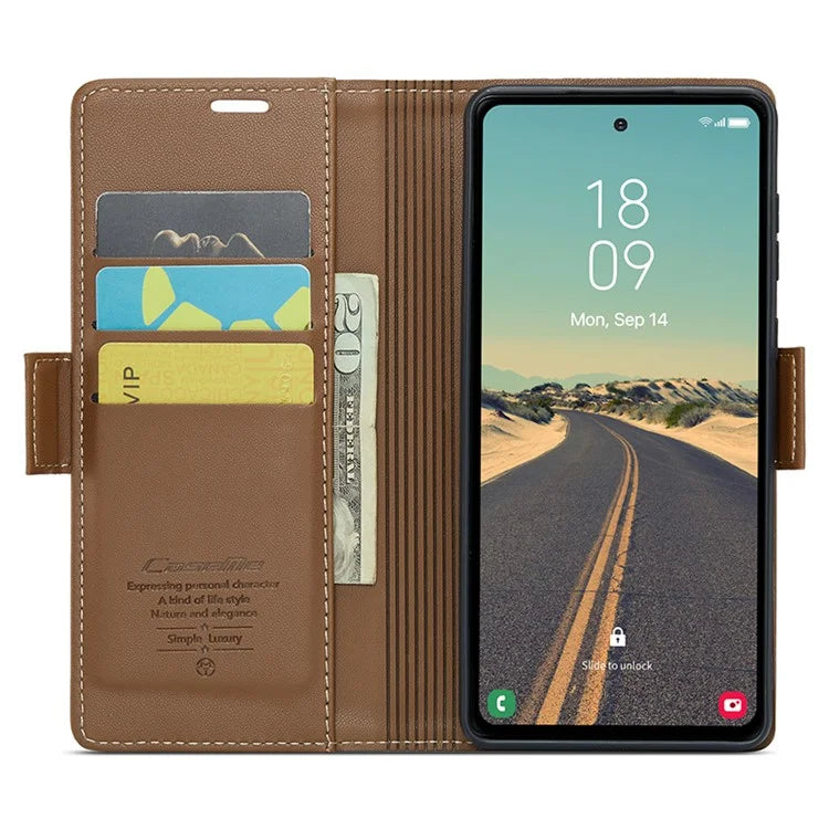 CASEME 023 Series For Samsung Galaxy S23 FE Case PU Leather RFID Blocking Phone Cover
