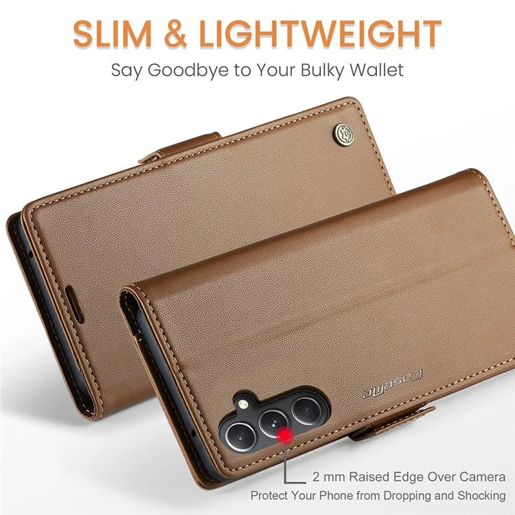 CASEME 023 Series For Samsung Galaxy S23 FE Case PU Leather RFID Blocking Phone Cover